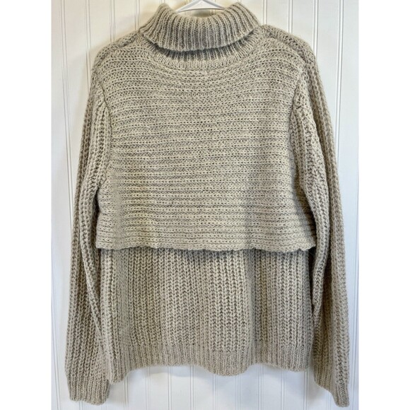 Carson Woman's Alpaca‎ Blend Chunky Layered Sweater Sz Med. Mushroom Color - Picture 6 of 9